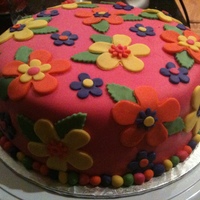 Flower Power Birthday Cake This is the Pink Champagne cake with the raspberry cheesecake mousse filling. To die for, by the way! I added a little raspberry flavouring...