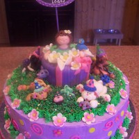 Taylors Kitty Cake All figures sculpted from modeling chocolate. Cake is butter cream icing. I am new to cake decorating so this is one of my beginner cakes...