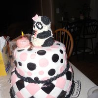 Panda Party This cake was for my nieces 1st birthday, they had a panda theme. it was white chocolate, milk chocolate with cream cheese frosting