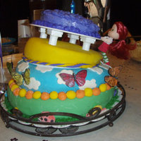 Kennadi's 1St Birthday Cake this is the first cake I made ( I did have assistance from my mother in law) I tried to make a baby out of fondant but it didnt work so I...