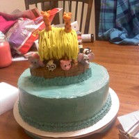 Noah's Ark Cake The boat is rice krispy treats, the animals are modeling chocolate, and the ocean is cake.