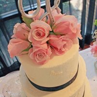 Lauren's Cake. White cake with raspberry buttercream.Buttercream with fondant butterflies embedded.