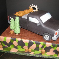 Chevy/deer Hunting Cake I made this for a deer hunter turning 18. Yellow cake with chocolate ganache filling. Everything is edible.