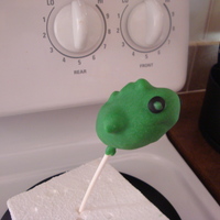Bass Shaped Cake Pop S'mores cake pop that is shaped like a bass fish.