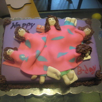 Slumber Party Birthday Cake Made cake for my 8yr old daughters birthday... she was having her 1st slumber party...Chocolate 9x13" cake figures done in RCT covered...