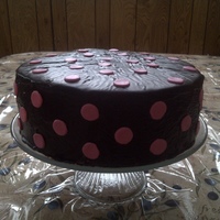Poka-Dots Poured Ganache with mmf poka-dots for a 7-yr-old b-day