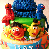 Sesamestreet Birthday Cake For Diaz This is the cake I made for my little nephews 2nd birthday. Cookiesmonster and Elmo are his best friends.