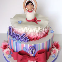 Ballerina Cake A pretty cake for Renee, decorated in her favorite colors. 9" and 6" chocolate cakes with vanilla Swiss Meringue buttercream....