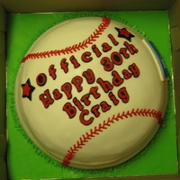 Baseball Cake Two tier double chocolate fudge cake with fudge cream filling.