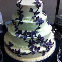 Purple Leaves Gum paste leaves dusted with silver luster dust. Stems are modeling chocolate.