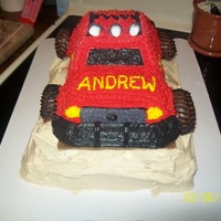 Raceway Car In The Mudd 3d cruiser cake pan made to look like one of the big diamond raceway cars, the bottom cake was a chocolate cake with brownies made like...