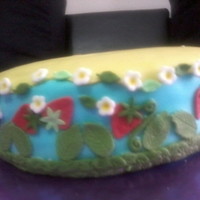 Strawberry And Blossoms a home made fondant cover pound cake