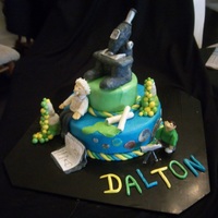 Science Theme Birthday Cake This was a science theme birthday cake. Everything is edible, even the paper in the journal! I had a lot of fun making it!!