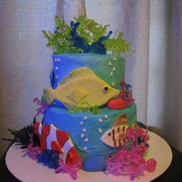 Aquarium Cake An aquarium cake I made using isomalt for the coral.