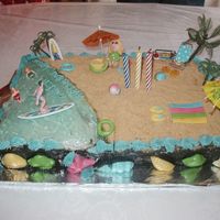Fun At The Beach - Reworked A Recently Posted Cake For A 2Nd Birthday Party. The Doll As Well As Accents Like Pail, Shovel, Beach Towels... 