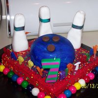 Bowling Cake I made this for my son's 7th Birthday Bowling Party. It wasa fun cake to make.