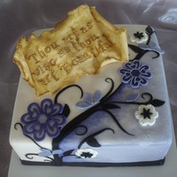 Two Tone Cake Chocolate cake with Raspberry chambord filling. Birthday girl's favorite color was purple and needed to use the Shakespeare quote...