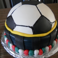 Forza Inter Milan!! This cake is MM fondant over carrot cake.It is a tribute to the italian soccer team INTER. My 1st attempt to making this kind of cake.
