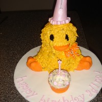 Baby Chick My first attempt at a 3D cake. Made this for my daughter's first birthday. I used her favorite stuff animal and her birthday hat as...