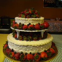 Birthday Cake Used fresh strawberries and blueberries