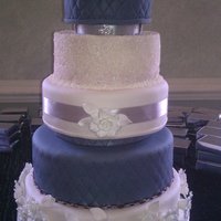 Purple Elegant Wedding Cake Purple Cake with Gumpaste Gardenias, Elevations, Fondant Covered and Pearlized Sprinkle Layer, All inspired by Chanel Fabric Designs with...