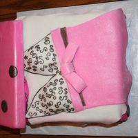 Cousins Panty Party white cake with buttercream icing and fondant accents, inspired from several i saw on here after my first cake was dropped i made this one...