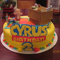 Toy Story Cake This is a cake I made for my nephew's birthday. Obviously Toy Story themed. I kinda feel like I cheated because I used some toys on it...
