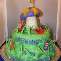 Tinkerbell Cake Tinkerbell Cake for 4yr old Esbehidy. Sprinkles Cake with Buttercream. I bought small figurines of Tinkerbell and friends to make it look...