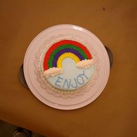 Rainbow Cake - Wilton Course I This is my rainbow cake from the Wilton Course I. This is the first cake I ever decorated.