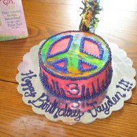 Tie Dye Peace Sign Cake Tie Dye Peace Sign Cake, also tie dyed on the inside.