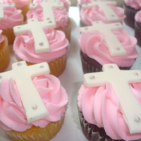 Baptism Cupcakes Chocolate and Vanilla Cupcakes w/ Fondant/Gumpaste crosses