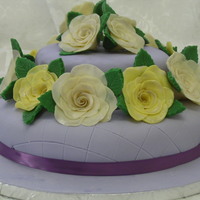 Kristina's Birthday Cake Cake covered in fondant, with modeling chocolate roses