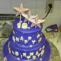 Stary Night Cake This cake was made for a 13 year old birthday party. Her theme was prom so I did each tier a different flavor and covered in purple butter...