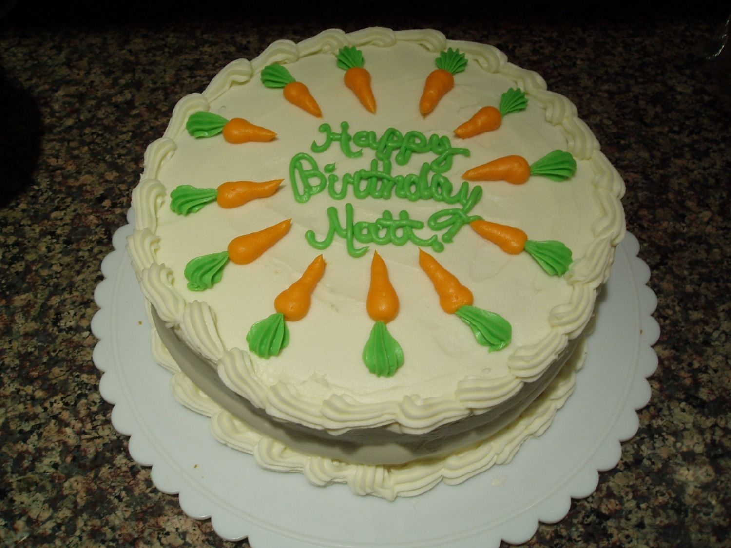 Birthday Carrot Cake Carrot Cake frosted with Cream Cheese Icing