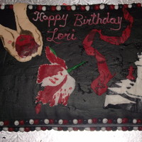 Twilight This is a birthday cake for a friend. It's a white cake filled with strawberries and iced with buttercream. The book covers are a...