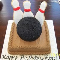 Bwoling Birthday Cake Yellow cake, buttercream icing, cutout cookie bowling pins w/ rolled buttercream. A big thank you to sugarlaced for all of your help in...