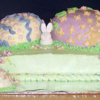 Easter Eggs 1/2 chocolate, 1/2 yellow cake. All BC icing except for the bunnies - they are MMF.A great BIG Thank You and HUGS to ellepal for all the...