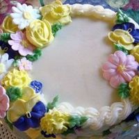 Flowers On Basket Top view of flowers on basket cake.