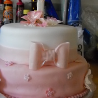 Baptism Cake Two-tier cake for a friend's daughter's baptism. WASC cake with cookies and cream filling on bottom tier and strawberry...