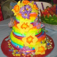 Tie-Dye Wedding Cake (Better Pics) I had originally posted a scanned picture b/c I thought I lost the digital's- But I found them!!This was my very 1st decorative cake....