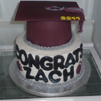 Graduation Cake Buttercream with fondant accents. Tassle made with spaghetti maker using fondant. You cannot see all of them, but there are 'wildcat&#...