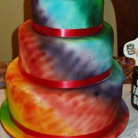 Tie-Dye Cake Not actually for a wedding but could have been, covered in white fondant then airbrushed for tie-dye effect