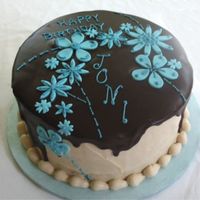 Blue Denim Flowers For Joni Baked this cake for a friend's mom - she requested chocolate and peanut butter and man was that PBIMBC good! I still had the smell...