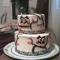 Owl Birthday Cake Buttercream frosting with fondant decorations. Made in Feb for daughters 14 birthday.