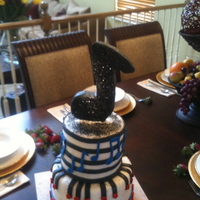Music Themed Birthday Cake Chocolate Cake with Chocolate ButterCream filling. Fondant Decor, Delivered on 4th of july so we added some red white and blue touches! The...