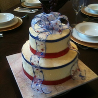 4Th Of July Themed Wedding Cake Italian Cream Cake with Cream Cheese Buttercream Filling and Icing. Real Ribbon Details.
