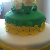 White Chocolate Fondant Flower Cake White cake with French Vanilla filling covered in white chocolate fondant and white chocolate clay flowers. I made it for my sister-n-law&#...