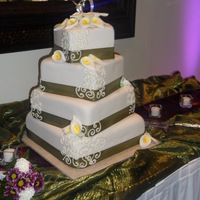 Fondant Square Cake With Calla Lillies 