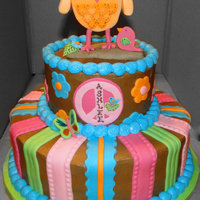 Hippie Chick Cake This is a cake I made to coordinate with the Hippie Chick party theme. Iced in chocolate buttercream with marshmallow fondant accents &amp...