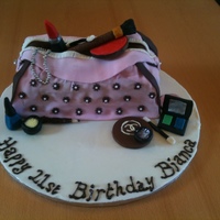 Make Up Bag Cake Make up bag cake, with all edible makeup and accessories.